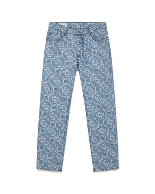 CASABLANCA PANTALONI IN DENIM con monogramma in denim sbiancato - Moda & Modi Luxury