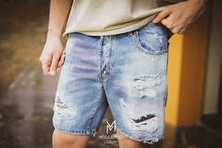 Maison 9 Paris Short in denim - Moda & Modi Luxury