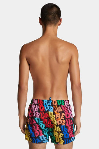 Costume DSQUARED2 Allover Logo Midi Swim Boxer - Moda & Modi Luxury