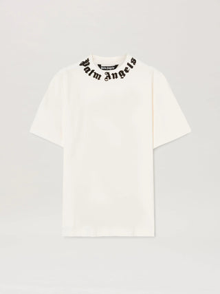 PALM ANGELS T - SHIRT NECK LOGO BIANCA - Moda & Modi Luxury