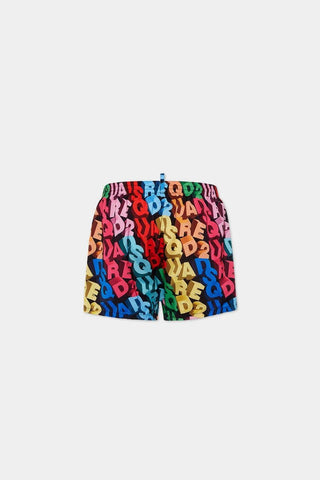 Costume DSQUARED2 Allover Logo Midi Swim Boxer - Moda & Modi Luxury