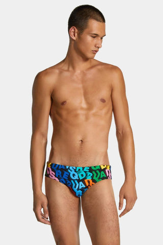 Slip DSQUARED2 Allover Logo Swim Brief - Moda & Modi Luxury