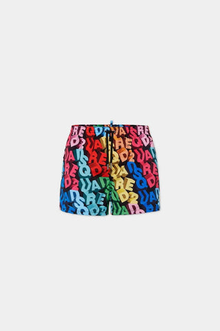 Costume DSQUARED2 Allover Logo Midi Swim Boxer - Moda & Modi Luxury