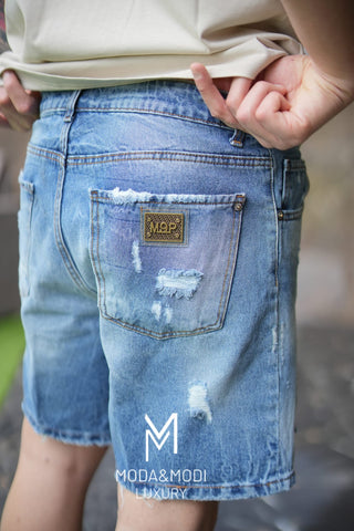 Maison 9 Paris Short in denim - Moda & Modi Luxury