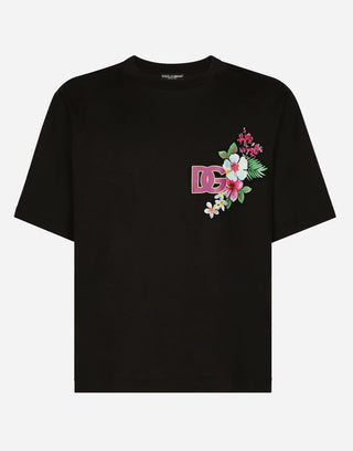 DOLCE&GABBANA T-shirt girocollo cotone con stampa hawaii - Moda & Modi Luxury